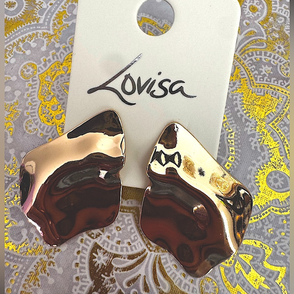 Gold-Tone Abstract Statement Earrings